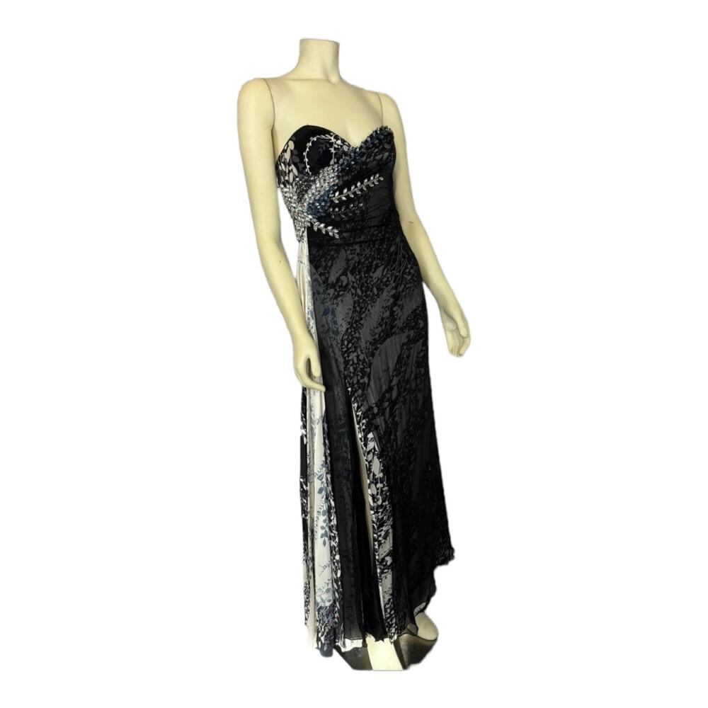 TERANI Couture 100% Silk Beaded Strapless Gown Size 6 - Picture 3 of 16